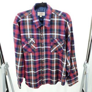 VTG Arrow Sportswear Plaid Flannel Camping/Hiking Button Down Shirt XL Red/Blue